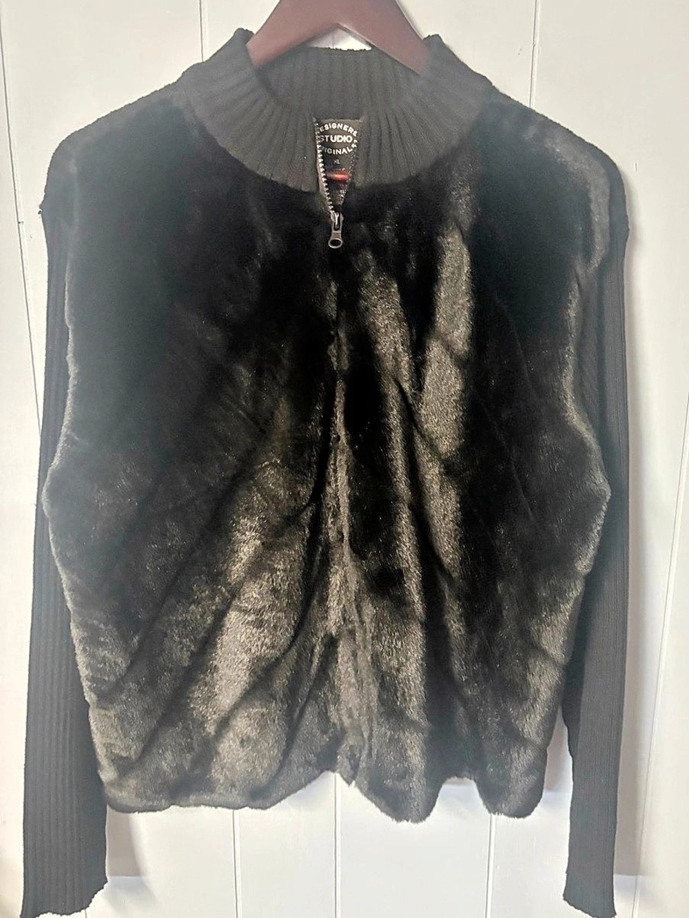 Designers Original Black Faux Fur Jacket Size XL